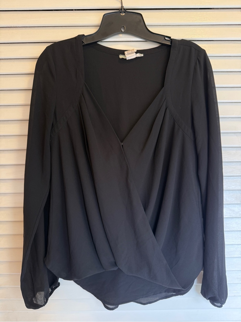 Urbana Black Draped Wrap Blouse